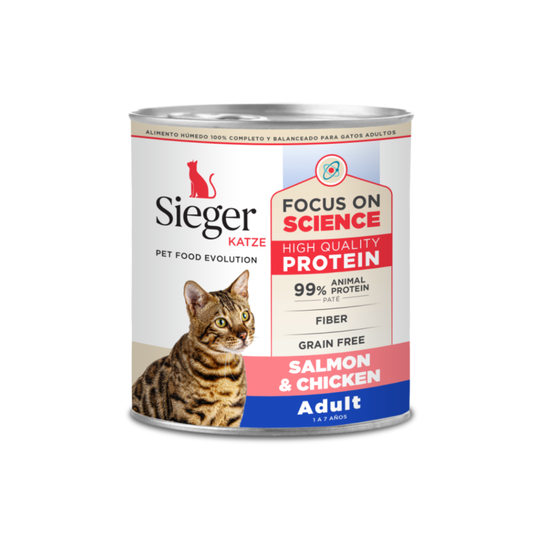 LATA SIEGER GATO ADULTO SALMON/POLLO X 340 GRS